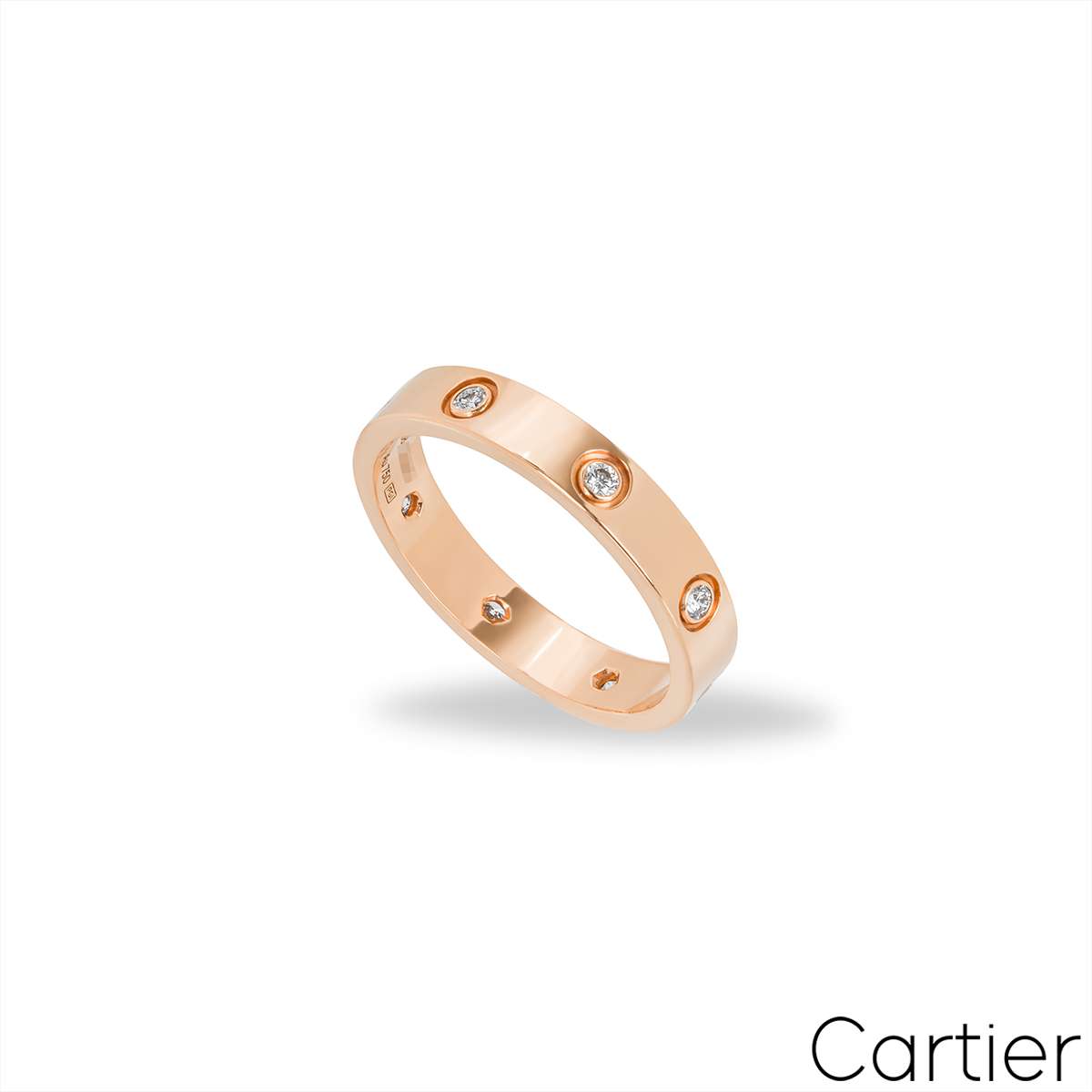 Cartier Rose Gold Full Diamond Love Wedding Band Size 58 B4050800